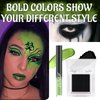 HOSAILY Green Matte Liquid Lipstick Set with Black Eyeshadow Powder, Halloween Goth Lip Gloss Waterproof Longlasting DIY Cute Unique Makeup Lip Stain for Rave Festival Accessories Cosplay Party