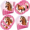 40PCS horse Birthday Party Supplies，Horse Party Tableware Set Including Horse Party Plates Napkins for Pink horse Party Plates and Napkins