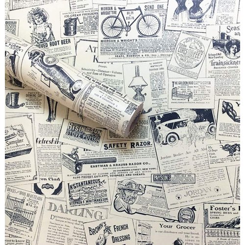 Amhao Vintage Newspaper Decorative Paper Vinyl Self Adhesive Shelf Drawer Liner Home Decor 17.7 inch by 79inch