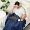 PHF 100% Cotton Waffle Weave Throw Blanket 50"x60"-Lightweight Washed Soft Breathable Blanket for Adults and Kids-Great Blanket Layer for Couch Bed Sofa-Elegant Home Decoration-Navy Blue/Bright Blue