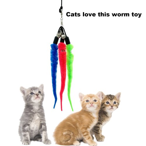 CATENESS Cat Worm Toy Cat Wand Replacement, 20 PCS Worm Cat Toy Refills, Cat Wand Attachments Worm for Cat Toys