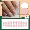 YOSOMMK French Tip Press on Nails Short Square Fake Nails with Snowflake Designs Nude Glossy Glue on Nails Christmas Acrylic Full Cover False Nails for Women and Girls