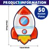 50 PCS Rocket Ship Paper Plates for Outer Space Birthday Party Supplies Disposable Solar System Themed Party Dessert Plates Starry Night Baby Shower Party Galaxy Birthday Themed Decoration Kids
