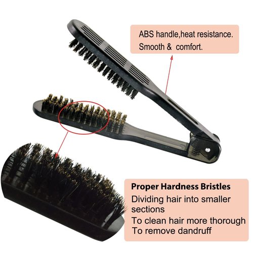 Clamp Hair Brush Straightener Detangler Splint Comb Nylon Bristle Double Sided Straightening Brush Air Vented Flat for Wet,Dry,Fine,Thick Natural Hair