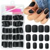 Bellelfin Short Press on Nails Square, 120Pcs Matte Color Fake Nails Full Cover Acrylic Glue on Nails Artificial False Nail with Adhesive Tabs for Women Girls Fingernails Design, Black Nails