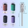 HEBECA Sanding Bands Nail Drill Bits 240pcs, 80# 120# 150# 180# 4 Color Coarse Fine Grit Nail File Sanding Bands Replacement for 3/32" Mandrel Bit AD1001