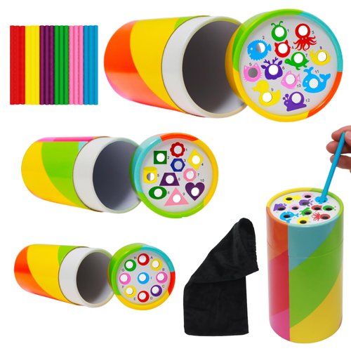 Toddler Montessori Stick Toys for 0-3 Year Old: Nesting Paper Tube Fine Motor Toys for Toddlers, Educational Sensory Matching Games,Color,Patterns,Numbers,Letters Sorting Learning Toys for Kids Gifts