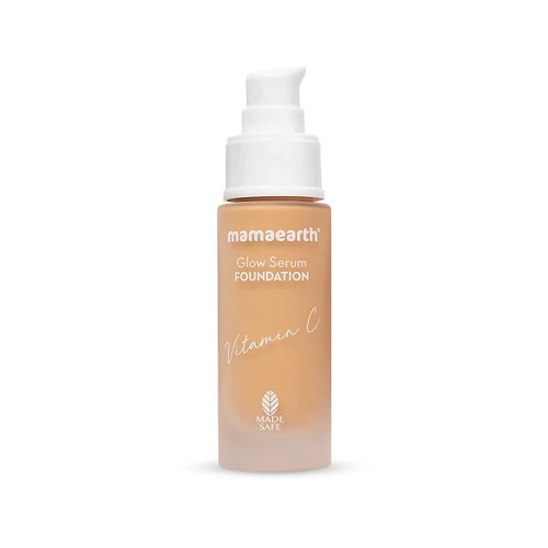 Mamaearth Glow Serum Foundation - 05 Beige Glow Shade | with Vitamin C & Turmeric | Up to 12 Hour Buildable Coverage | Waterproof & Lightweight | 1.01 Fl Oz (30ml)