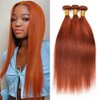 Ginger Bundles Human Hair Color 350 Bundles Human Hair Ginger Orange Bundles Double Weft Brazilian Human Hair Wet and Wavy Bundles Soft and Silky for Black Woman (22 24 26 inch,3 Bundles)
