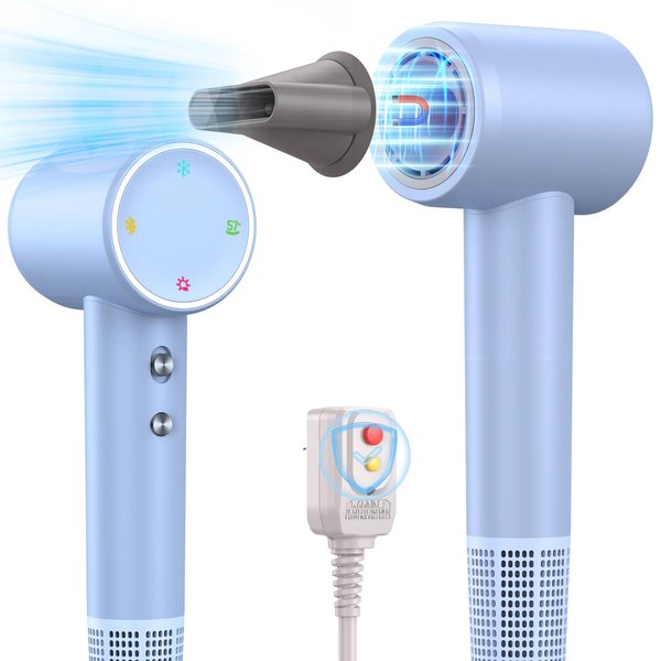 Hair Dryer, Professional Ionic Blow Dryer for Women, 1600W 110,000RPM Hairdryer(4 Temps & 3 Speeds)