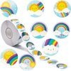 BLUE PANDA 1000 Pcs Rainbow, Cloud, and Sunshine Sticker Roll for Kid's Birthday Party Favors, Decorations, and Classroom Gifts, 8 Cute Smiley Face Designs (1.5 Inches)