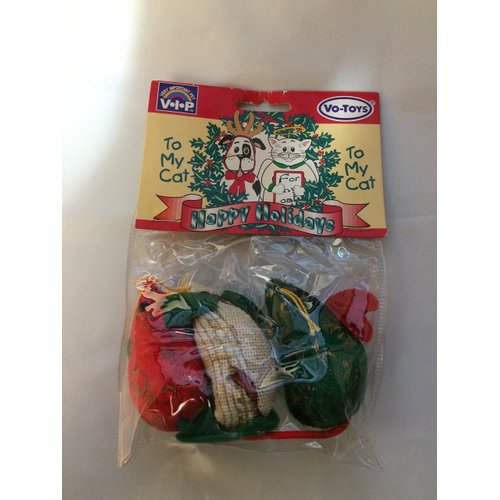 Votoys 3 Mini Tapestry Holiday Mice Cat Toy Lot Xpet Styles Vary