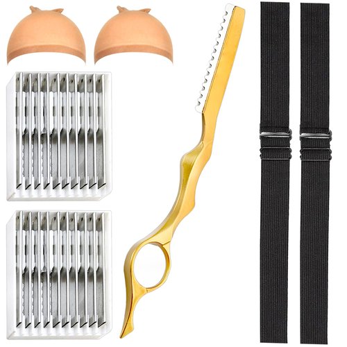 G.s.aimes Wig Cap with Feather Razor, 10 Feather Razor replacement blades, Bald Cap for Wig, 2 Wig Elastic Bands for Under Wig, Wig Stocking Cap, Deluxe Wig Cap, 2 Wig Caps for Women