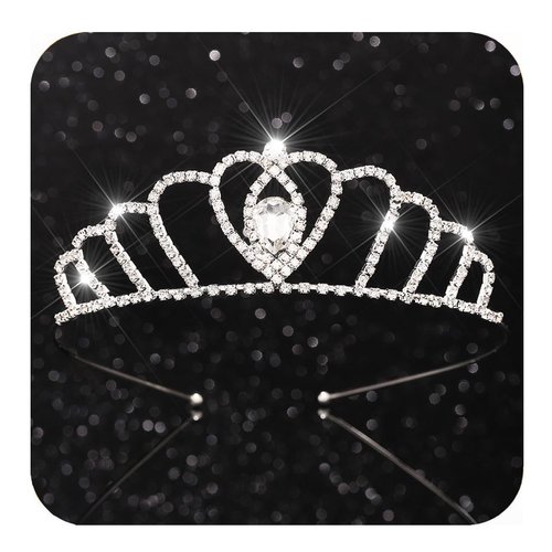 Kilshye Crystal Princess Tiara and Crown Silver Rhinestone Wedding Headband Birthday Headdress Hair Accessories for Girls (Silver)
