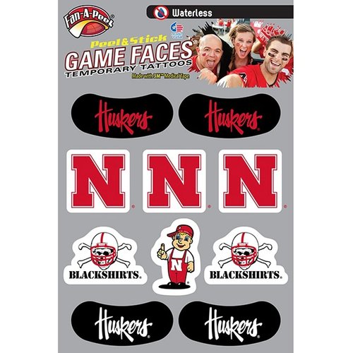 Nebraska – Waterless Peel & Stick Temporary Tattoos – 10-Piece Combo – 6 Spirit Tattoos & 4 Eye Strips