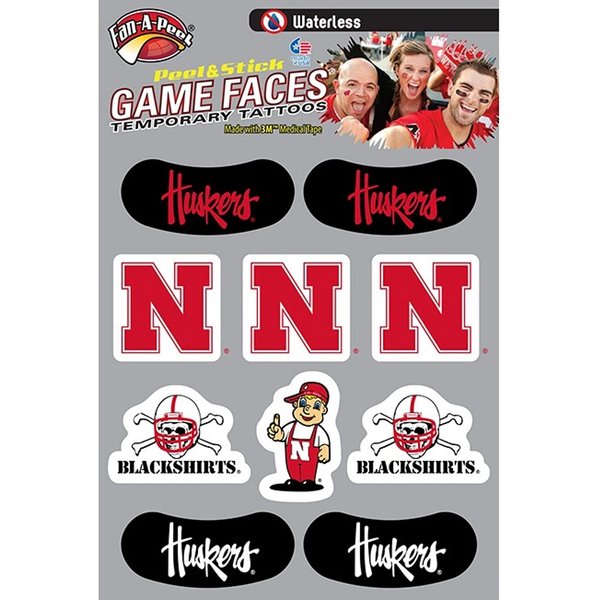 Nebraska – Waterless Peel & Stick Temporary Tattoos – 10-Piece Combo – 6 Spirit Tattoos & 4 Eye Strips