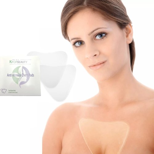Real Kpopbeauty Anti Wrinkle Chest Pads - Set of 2 Reusable Decollete Pads | 100% Medical Grade Silicone | Reduce, Remove and Prevent Wrinkles and Aging Skin