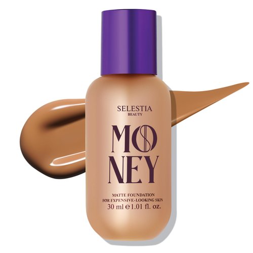 SELESTIA BEAUTY Matte Foundation Money - Long-Lasting Makeup Foundation with Flawless & Buildable Coverage - Liquid Foundation for All Skin Types - Perfect Women's Gifts for Christmas (Honey)