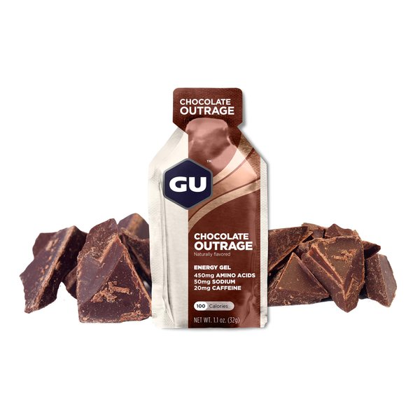 GU Energy Original Sports Nutrition Energy Gel, Vegan, Gluten-Free, Kosher, and Dairy-Free On-the-Go Energy for Any Workout, 24-Count, Chocolate Outrage