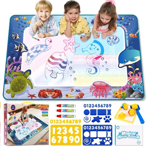 Water Doodle Mat Toddler Toys for Ages 2-4, Magic Color Mat Kids Toys Water Drawing Mat for toddlers 1-3-5 Year Old Educational Learning Toys for 2 3 4 5+ Years Old Boys Girls Birthday Christmas Gifts