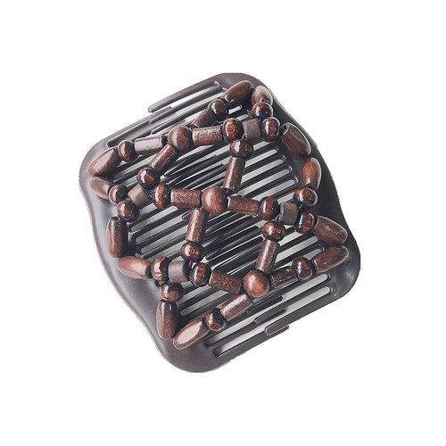 FXQHAN Magic Hair Side Combs for Women Wood Beaded Stretch Double Hair Side Combs Clips Bun Maker Hair Accessories