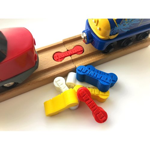 TrainLab.com DogBone Wooden Train Track Connectors, Compatible with Thomas and Friends, Brio, and All Wooden Railway Systems (8-Pack Fun Set for Kids and Adults)