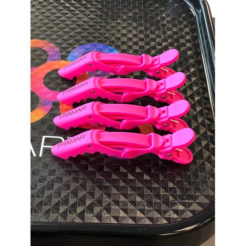 Framar Gator Grips Pink Hair Clips for Styling - Hair Clips For Women, Alligator Clips for Hair, Crocodile Clips for Hair Styling – Sectioning Clips For Hair, 4 Count Rubberized