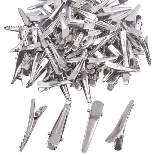30MM Small Alligator Hair Clips, 100 Pieces Silver Metal Alligator Hair Pins Teeth Bows Crocodile...