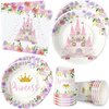 HIPVVILD Princess Party Decorations Tableware - Princess Birthday Party Supplies Include Dinner Plates, Dessert Plates, Cups, Napkins, for Princess Birthday Baby Shower Party Decorations | Serve 24