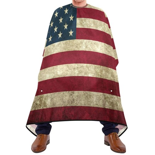 KEEPREAL Vintage American Flag Barber Cape Waterproof Salon Hairdresser Cape with Adjustable Snap Closure for Men Women Salon and Home Use