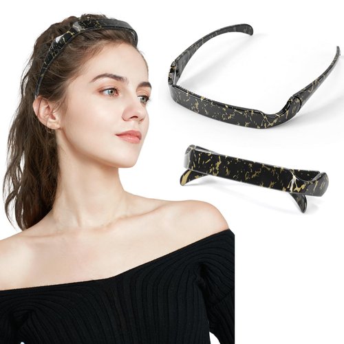 Women's Sunglass Headband - Square Design Foldable Non-Slip Hair Band with Teeth Perf for Daily Accessories (Black, One size fits all)