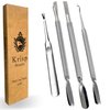 Cuticle Pusher Dual Sided - Sharp Edge Spoon Shaped Double Ended Ingrown Toenail Lifter Remover Trimmer Surgical Medical Grade Stainless Steel Manicure Pedicure Nail Art Care Tools (4 Pc Set) By Krisp