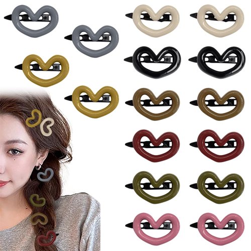 16 PCS Kawaii Heart Hair Clips Heart Hair Snap Clips Hearts Hair Barrettes for Women Hearts Hair Clip Small Morandi Hair Bangs Barrettes Snap Hair Clips Accessories for Women Teen Girl Thick Thin Hair