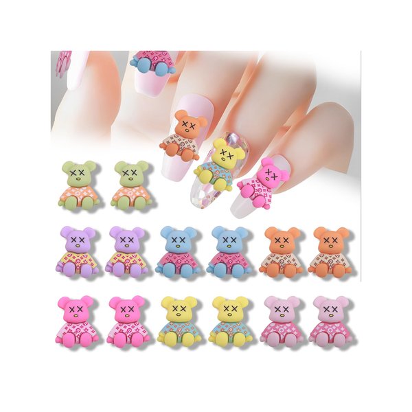 14Pcs Kawaii Cute Bear Nail Charms 3D Nail Art Charms Y2K 3D Resin Nail Charm, Cute Cartoon for Nail Art Decorations Embellishments Scrapbooking Supplies for DIY Crafts Jewelry Making.