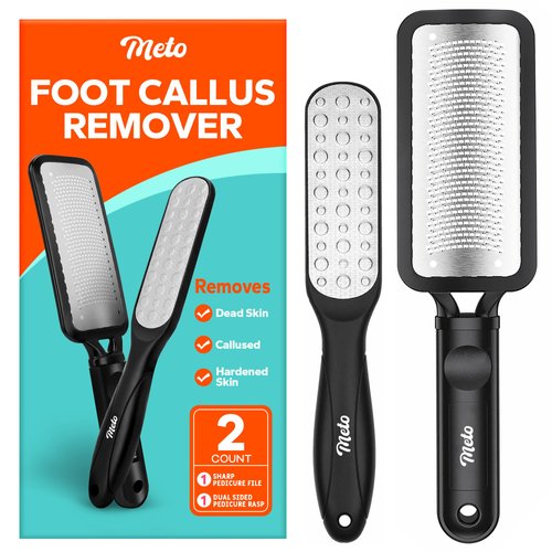 Meto Foot Callus Remover (2 Count), Colossal Callus Remover for Feet, Professional Foot Care Pedicure Tools for Feet, Stainless Steel Foot File Foot Scraper, Can be Used on Both Wet and Dry Feet