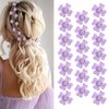Paderison 20Pcs Mini Flower Rhinestone Hair Clips, Wedding Bridal Hair Accessories for Women Girls - Cute Small Bling Decorative Hair Barrettes and Gems (Purple)