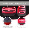 Slykew 2 PCS Automatic Transmission Car Accelerator Brake Pedal Replacement Kit, Alloy Scratch-Resistant Upgraded Anti-Slip Rubber Stripe Pedal, No Drilling Pedal Cover, Universal for Cars (Red)