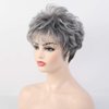 Gray Wig for Women, Elegant Fluffy Gray and White Pixie Cut Wig Natural Appearance Thickened Mixed Curly Hair Wig for Middle-Aged and Older Adults Daily Party Use Great Gift for Mom