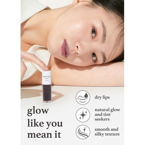 NOONI Korean Lip Oil - Appleblacktea | Lip Stain, Stocking Stuffers, Enriching, Tinting Dry Lips with Apple Seed Oil, Sweet Almond Oil, Vegan, 0.12 Fl. Oz. (Sheer Black Tea)