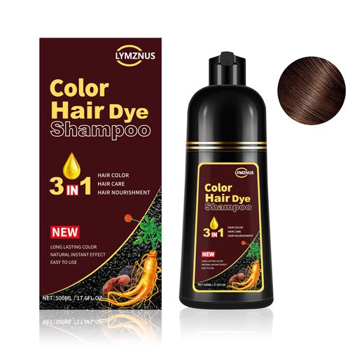 Dark Brown Hair Dye Shampoo for Gray Hair, Instant Brown Hair Color Shampoo for Men & Women, Herbal Brown Hair Dye Shampoo 3 in 1 for 100% Gray Coverage in Minutes 500ml
