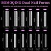 BOMOQING Nail Dual Forms for Poly Nail Gel 120 PCS 12 Sizes Square Tips for Full Cover Reusable Nail Molds Poly Nail Gel x Nail Kit,2 Nail Forms and Nail Sticker Silicone All in One Kit Nail Art Salon