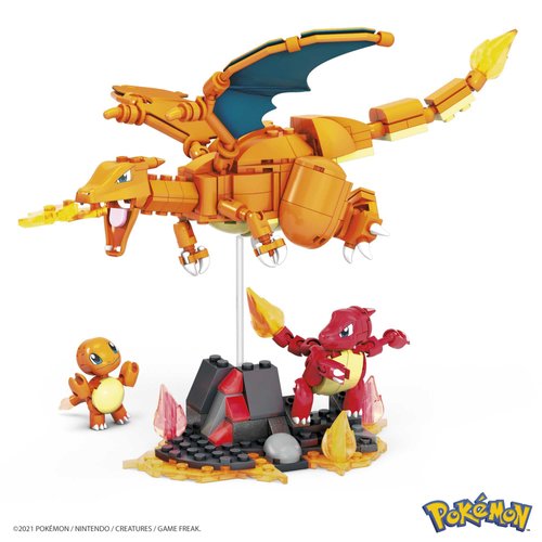 MEGA Pokémon Action Figure Building Toys for Kids, Charmander Evolution Set with 300 Pieces, 3 Poseable Characters, Charmeleon and Charizard