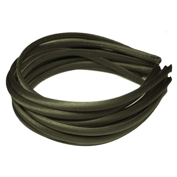 Threddies 12pc Skinny Satin Headbands - 7mm wide, solid color packs (Brown)