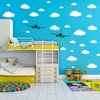31pc Cloud Wall Stickers and 2pc Black Airplanes Decor Wall Decals for Nursery Kids Room Decor, CUNYA Vinyl Removable Clouds Wall Art Stickers Home Decoration (Mix Size 4-10 inch)