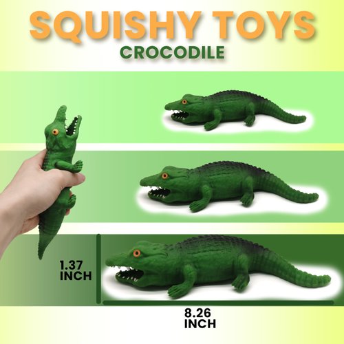 ZTATU Alligator Toy, Squishy Fidget Toys Stress Balls for Kids (1PCS) Crocodile Sand Filled Animals, Stress Relief Toys Adults Party Favors Squeeze Ball, Sensory Toys for Kids