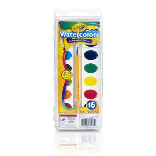 Crayola Washable Watercolor Paint Set, 16 Assorted Colors Per Tray, 6 Trays (Bin530555-6)