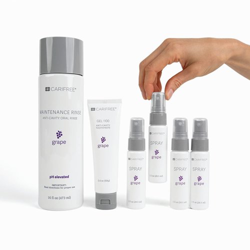 CariFree Maintenance & Prevention Starter Kit, Grape | Anti-Cavity Fluoride Toothpaste & Mouthwash Freshens Breath and Moistens Mouth | Dentist Recommended for Oral Care (Grape, 3 Piece Set)