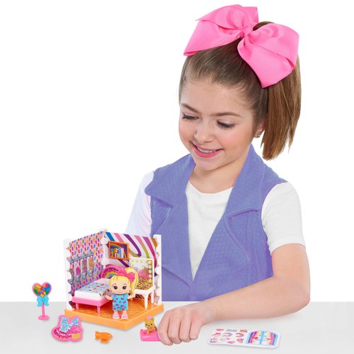 JoJo Siwa JoJo's World Bedroom Mini Playset, Mini JoJo Collectible Figure, 12-pieces, Kids Toys for Ages 6 Up by Just Play