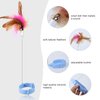 Cat Teaser Wand Toy, Cat Teasing Wand Collar Silicone Adjustable Cat Wand Toy Feather with Bell Cat Interactive Teaser Toys for Indoor Cat Kittens Playing Exercise (Blue)