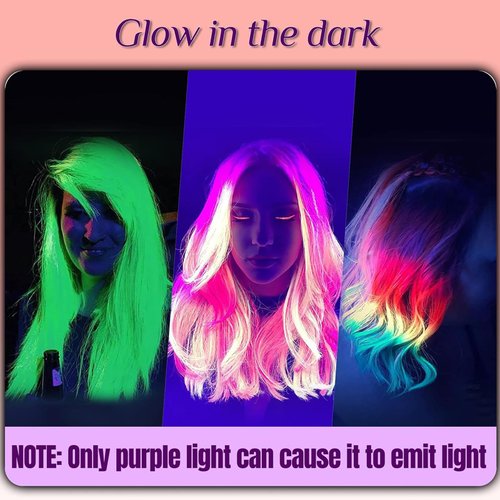 Dulele 3 Colors Neon Hair Chalk Comb Glow in The Black Light, Temporary Hair Color Dye, Fluorescent Washable Hair Chalk, Hair Stuff Accessories Makeup Kit Christmas Gifts for Girls